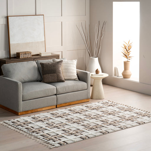 Plaid Tasseled Area Rug 120x180 cm Ivory