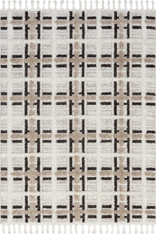 Plaid Tasseled Area Rug 120x180 cm Ivory