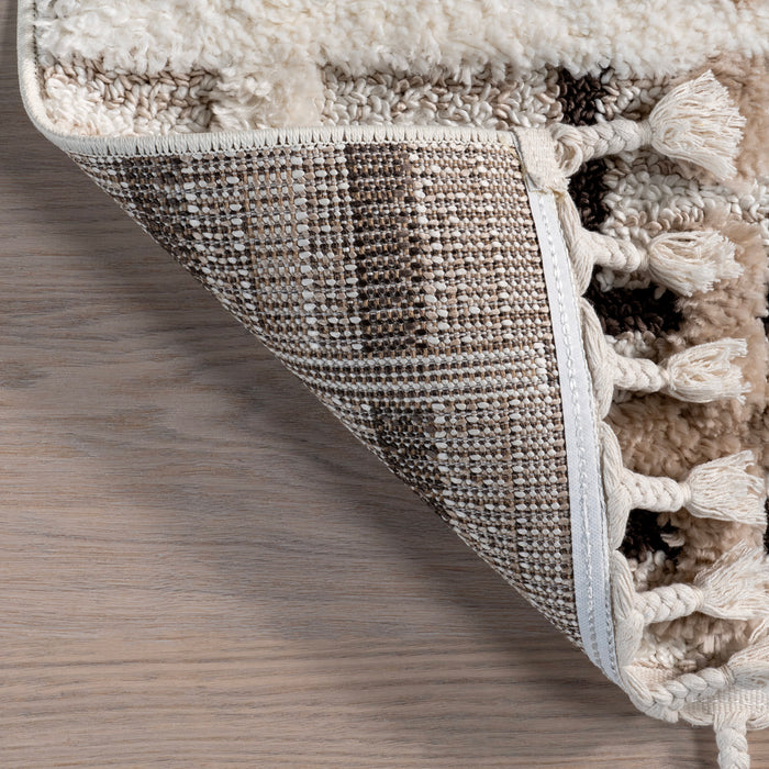 Plaid Tasseled Rug 120x180 cm Ivory Color