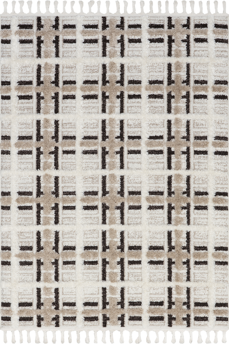 Plaid Tasseled Rug 120x180 cm Ivory Color