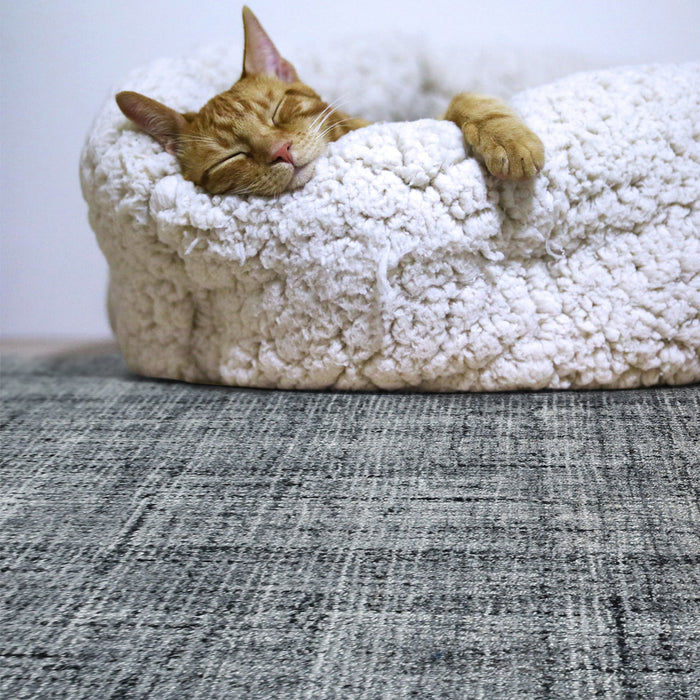 Plush Hand-Tufted Beige Grey Wool Polyester Area Rug