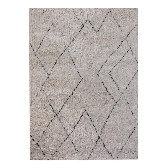 Plush Polyester Microfiber Area Rug in Ivory and Charcoal