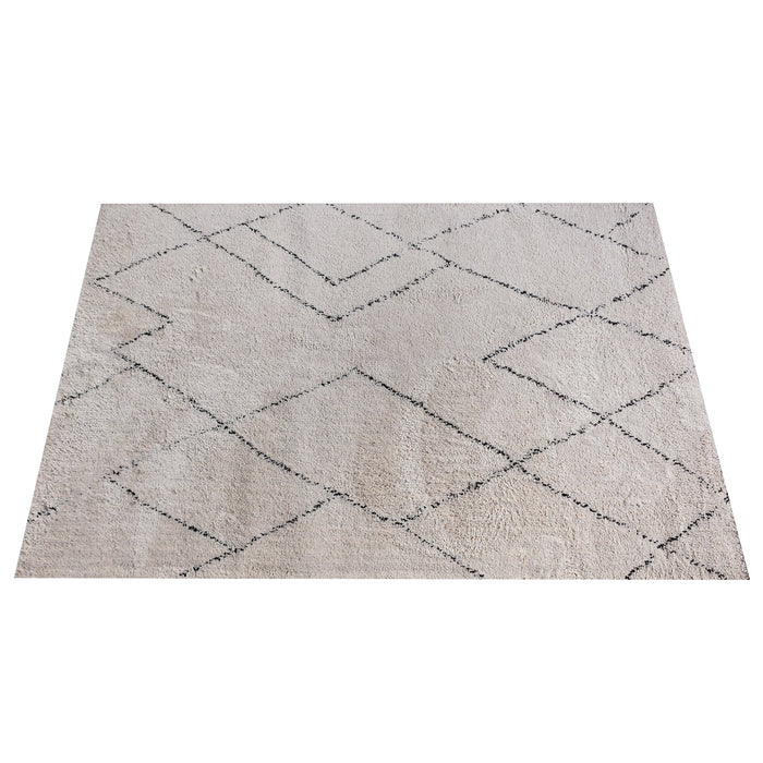 Plush Polyester Microfiber Area Rug in Ivory and Charcoal