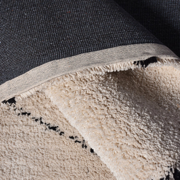 Plush Polyester Microfiber Area Rug in Ivory and Charcoal