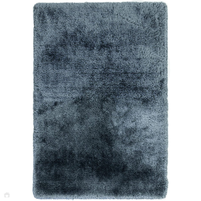 Plush Super Thick Heavyweight High-Density Luxury Hand-Woven Soft High-Pile Plain Polyester Shaggy Airforce Blue Round Rug