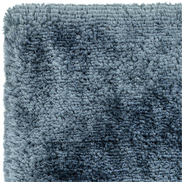 Plush Super Thick Heavyweight High-Density Luxury Hand-Woven Soft High-Pile Plain Polyester Shaggy Airforce Blue Round Rug