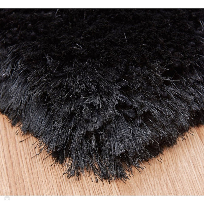 Plush Super Thick Heavyweight High-Density Luxury Hand-Woven Soft High-Pile Plain Polyester Shaggy Black Rug