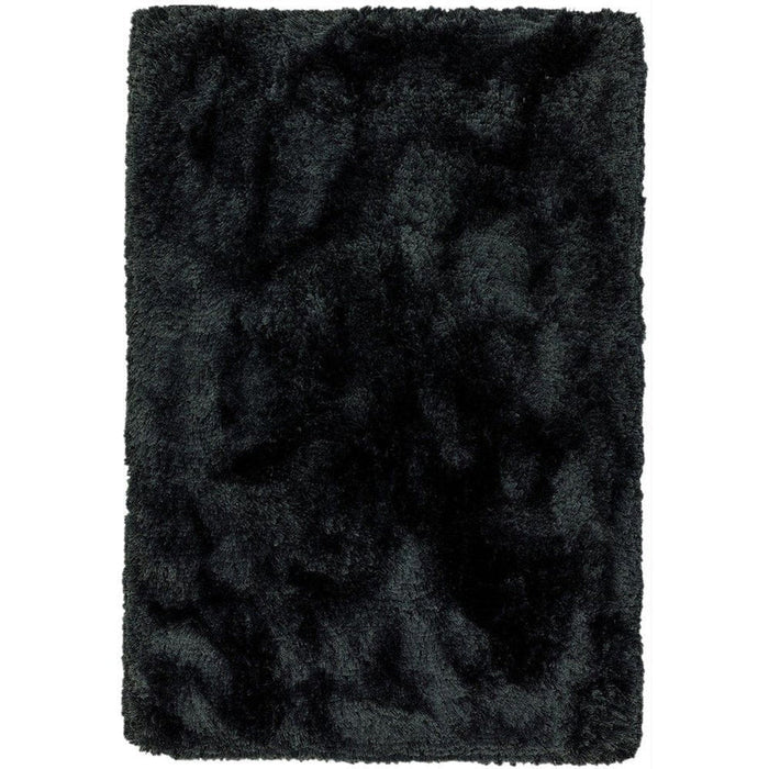 Plush Super Thick Heavyweight High-Density Luxury Hand-Woven Soft High-Pile Plain Polyester Shaggy Black Rug