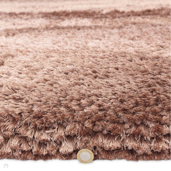 Plush Super Thick Heavyweight High-Density Luxury Hand-Woven Soft High-Pile Plain Polyester Shaggy Blush Round Rug