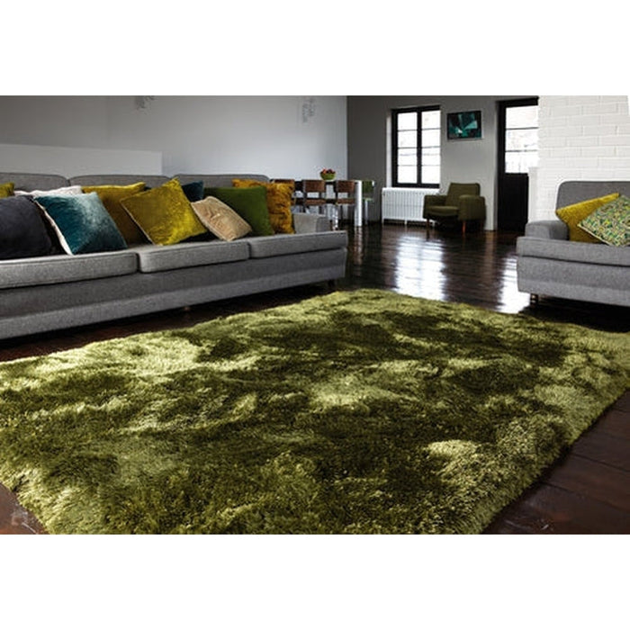 Pluche superdik, zwaargewicht luxe handgeweven zacht hoogpolig polyester shaggy groen tapijt met hoge dichtheid