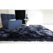 Plush Super Thick Heavyweight High-Density Luxury Hand-Woven Soft High-Pile Plain Polyester Shaggy Navy Blue Round Rug