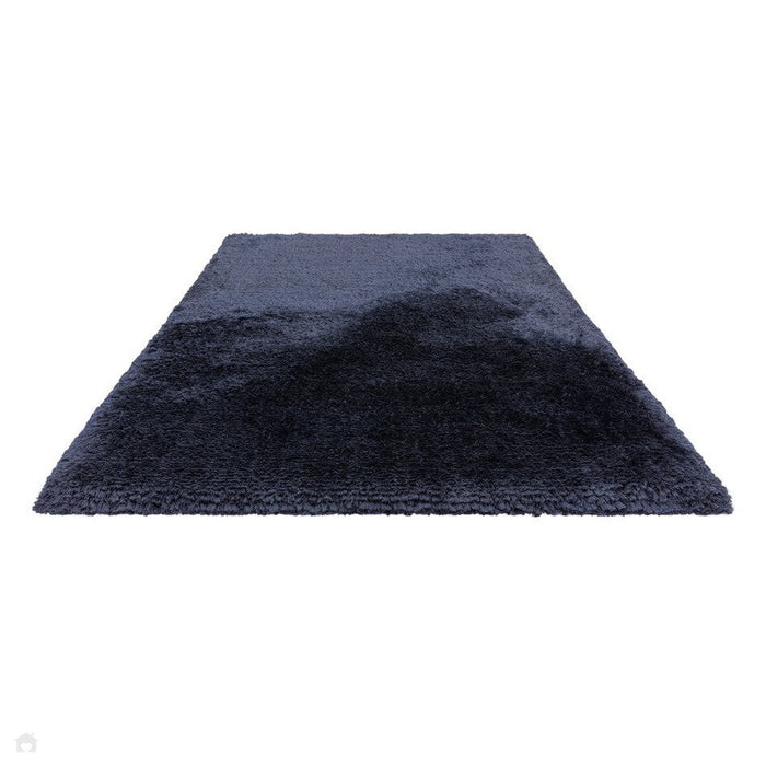 Plush Super Thick Heavyweight High-Density Luxury Hand-Woven Soft High-Pile Plain Polyester Shaggy Navy Blue Rug