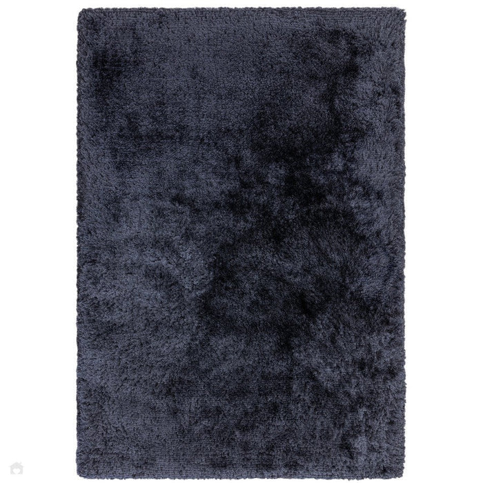 Plush Super Thick Heavyweight High-Density Luxury Hand-Woven Soft High-Pile Plain Polyester Shaggy Navy Blue Rug