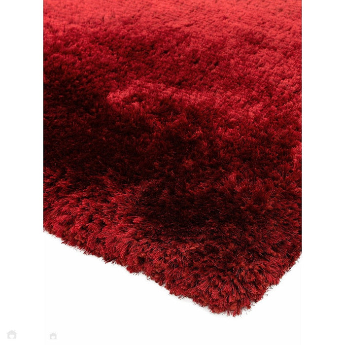 Plush Super Thick Heavyweight High-Density Luxury Hand-Woven Soft High-Pile Plain Polyester Shaggy Red Rug