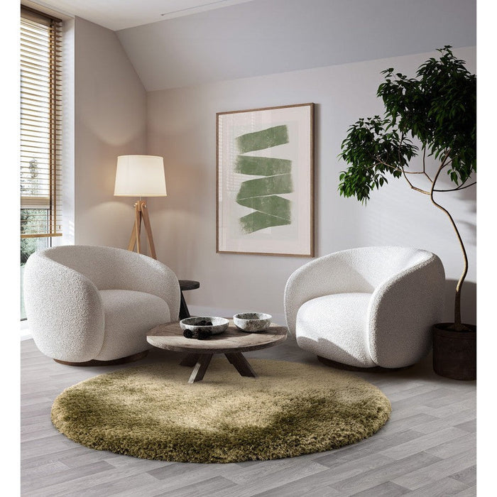 Plush Super Thick Heavyweight High-Density Luxury Hand-Woven Soft High-Pile Plain Polyester Shaggy Sage Round Rug