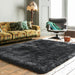 Plush Super Thick Heavyweight High-Density Luxury Hand-Woven Soft High-Pile Plain Polyester Shaggy Slate Rug
