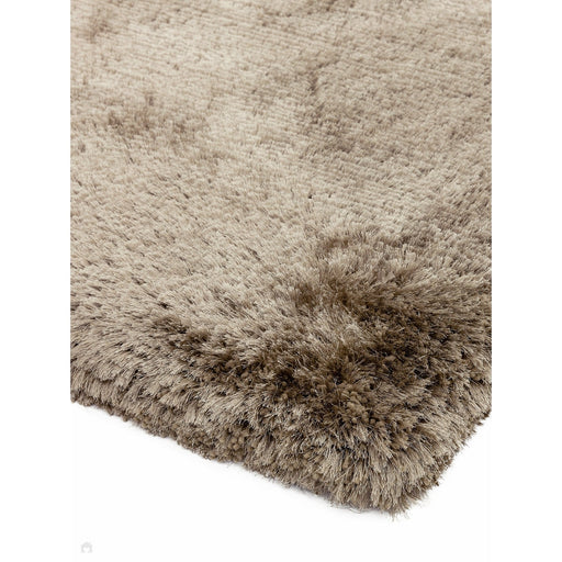 Pluche super dik zwaargewicht luxe handgeweven zacht hoogpolig effen shaggy taupe rond vloerkleed met hoge dichtheid