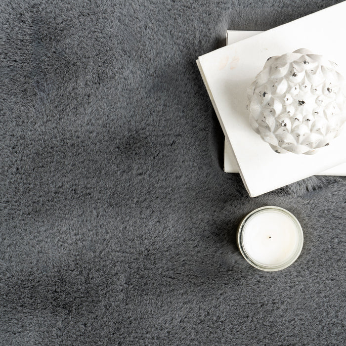 Plush Washable Dark Grey Faux Sheepskin Rug 120x160 cm