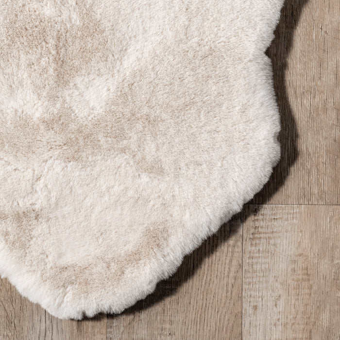 Plush Washable Faux Sheepskin Area Rug 60 cm Off White