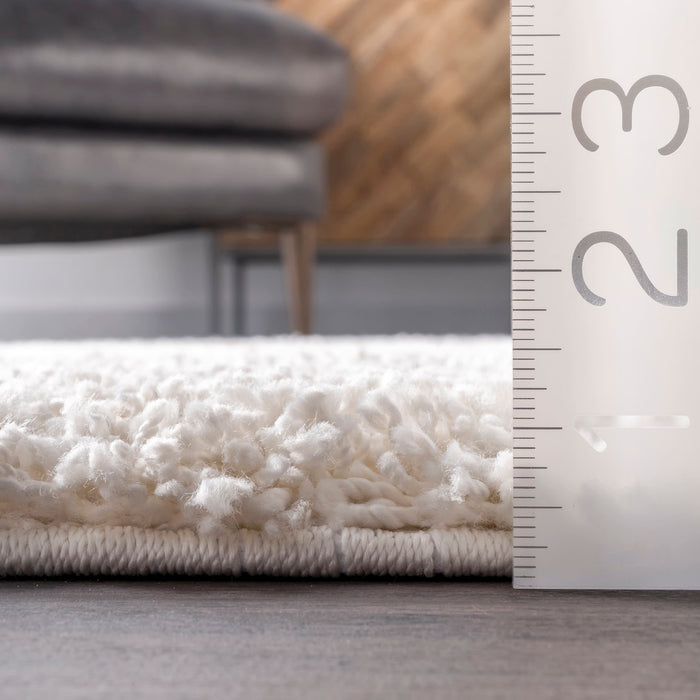 Plush White Shag Area Rug for Living Room