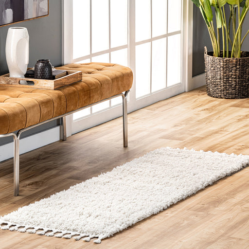 Plush White Shag Area Rug for Living Room and Bedroom