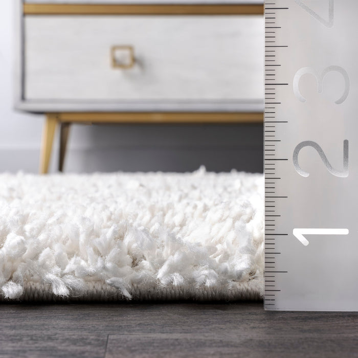 Plush White Shag Area Rug for Living Room and Bedroom