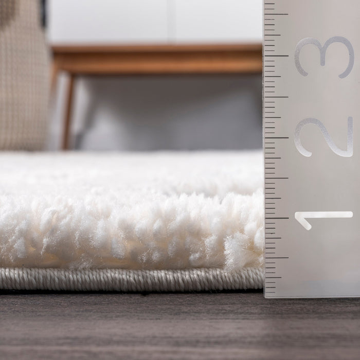 Polka Dot Shag Area Rug 80x150 cm Off White