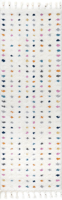 Polka Dot Shag Area Rug 80x150 cm Off White