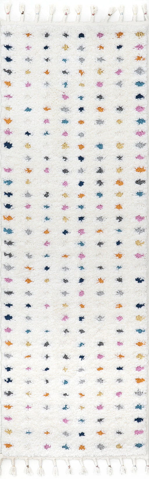 Polka Dot Shag Area Rug 80x150 cm Off White