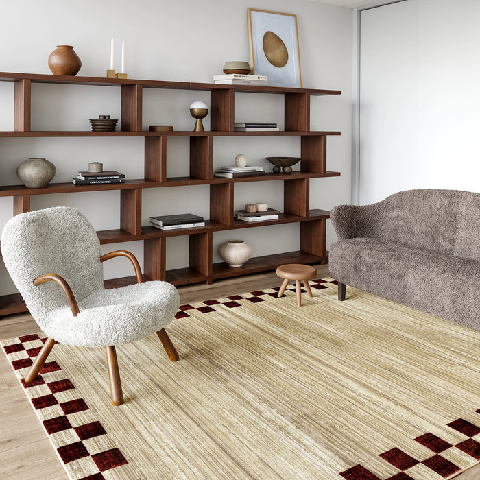 Pompeii Checkered Rug 120x180 cm Red