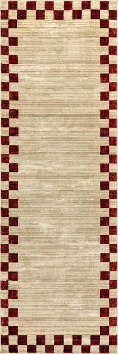 Tappeto con bordo a quadri rosso Pompei 120x180 cm