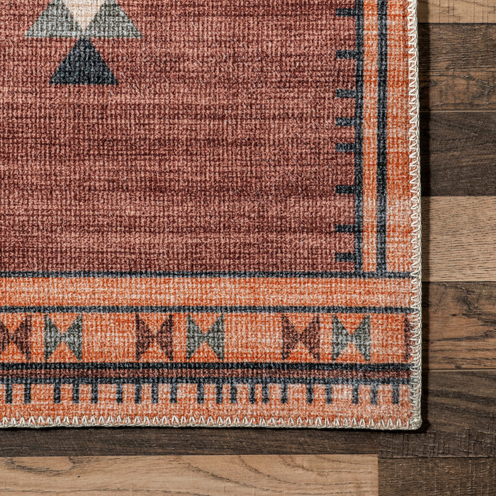 Poppy Persian Machine Washable Rug in Brick Color