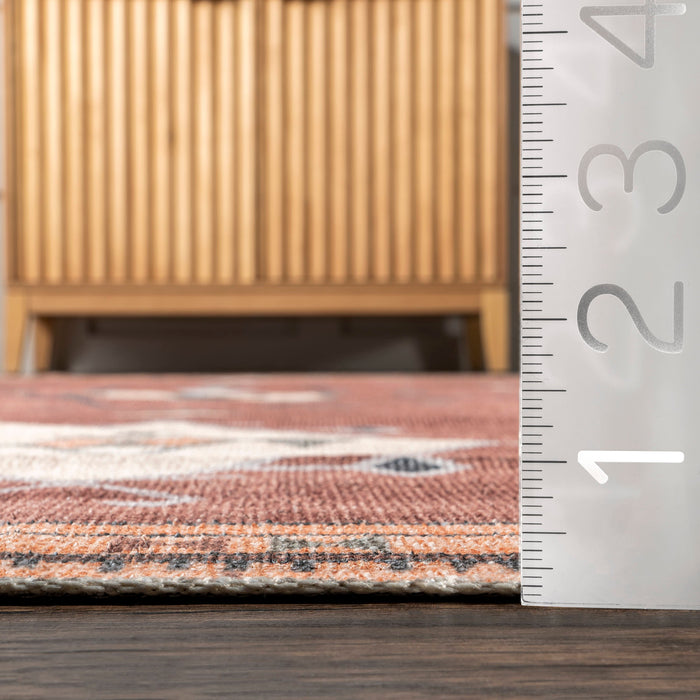 Poppy Persian Machine Washable Rug in Brick Color