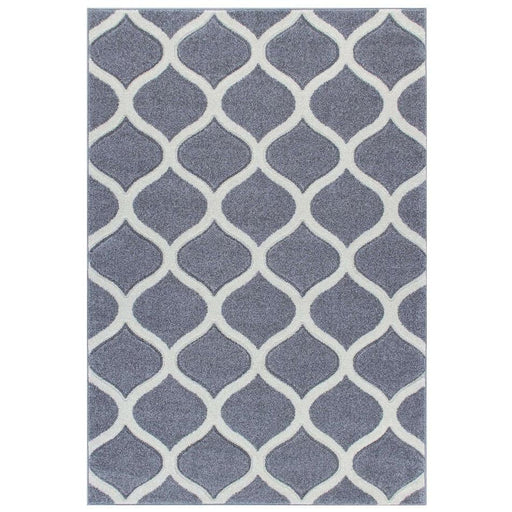 Portland 1095 1 Modern Geometric Arabesque Trellis Carved Short-Pile Grey/Cream Rug