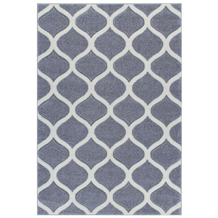 Portland 1095 1 Modern Geometric Arabesque Trellis Carved Short-Pile Grey/Cream Rug