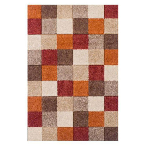 Tappeto Portland 1923 X moderno geometrico intagliato a pelo corto in terracotta arancione/beige/marrone/rosso/grigio/crema