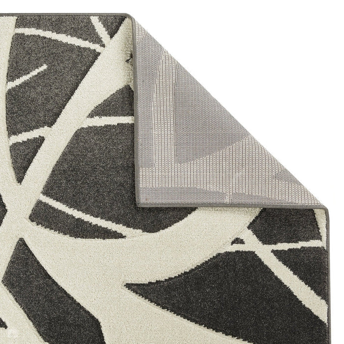 Portland 57 E Modern Geometric Carved Short-Pile Charcoal/Cream Rug