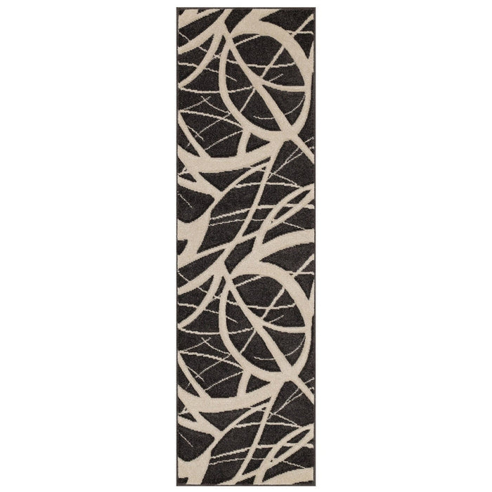 Portland 57 E Modern Geometric Carved Short-Pile Charcoal/Cream Rug