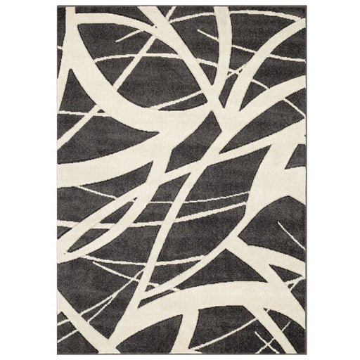 Portland 57 E Modern Geometric Carved Short-Pile Charcoal/Cream Rug