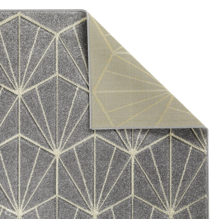 Portland 750 N Modern Geometric Carved Short-Pile Grey/Cream Rug