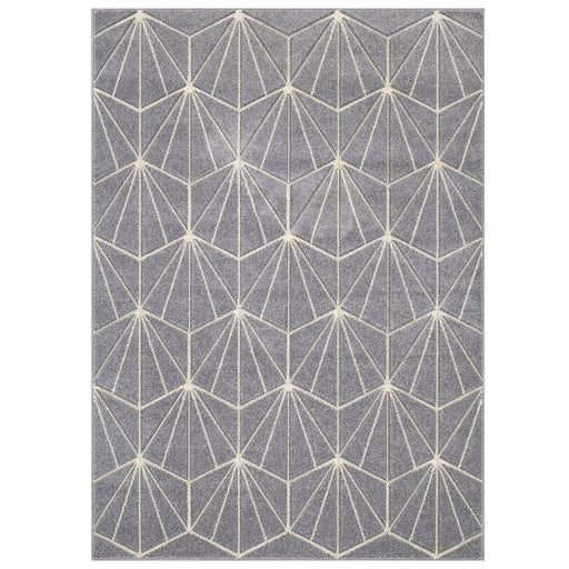 Portland 750 N Modern Geometric Carved Short-Pile Grey/Cream Rug