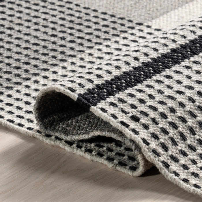 Portland Plaid Wool Area Rug in Grey 160x230 cm