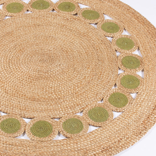 Prestwich Braided Jute Natural/Olive Green Round Rug