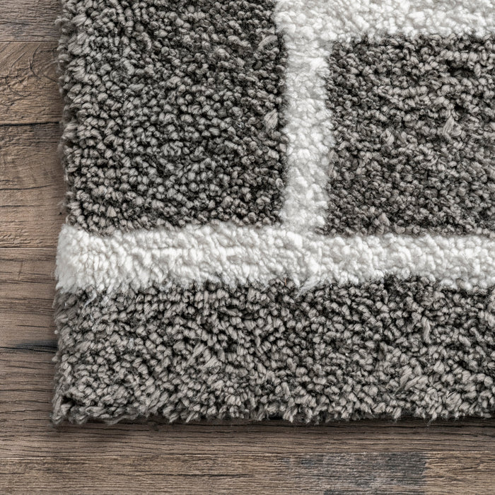 Priscilla Grey Linear Maze Area Rug 160x230 cm