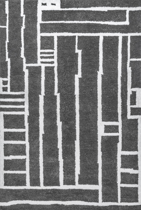 Priscilla Grey Linear Maze Area Rug 160x230 cm