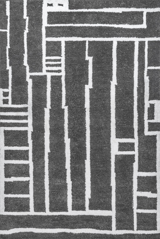 Priscilla Grey Linear Maze Area Rug 160x230 cm