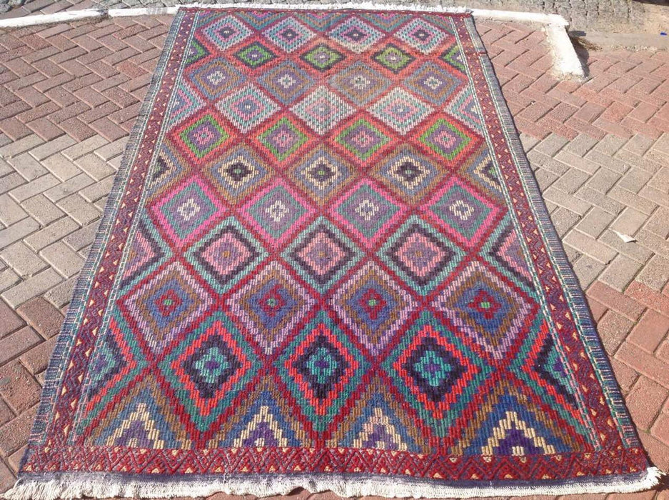 Paars Turks kelimkleed 317 x 183 cm handgemaakt vintage