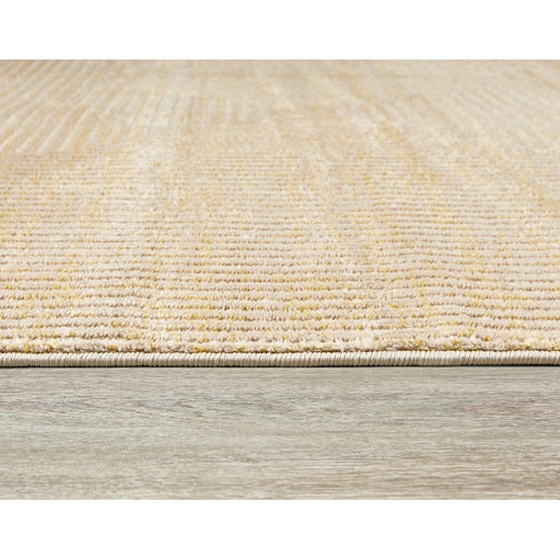 Pyramid Modern Geometric Carved Subtle Ribbed Stripe Hi-Low Textured Soft Beige/Sand/Yellow Rug