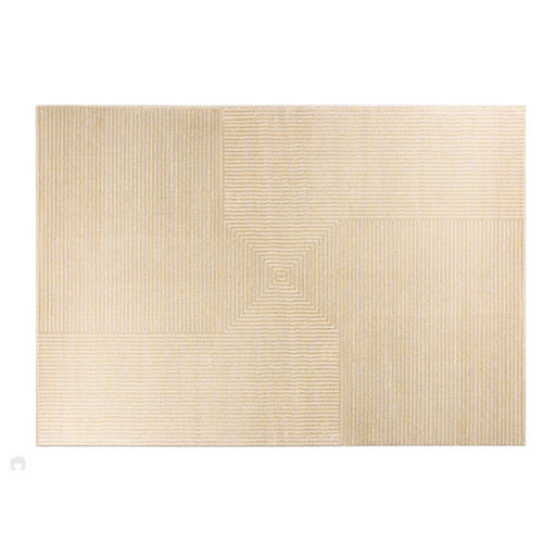 Pyramid Modern Geometric Carved Subtle Ribbed Stripe Hi-Low Textured Soft Beige/Sand/Yellow Rug