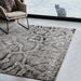 Quantum QU03 Modern Snake Print Metallic Shimmer Flat Pile Black/Grey/Cream Rug